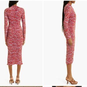 A.L.C. Ansel Deep Lilac and Spice ruched dress with attached slip NWT Med. $550